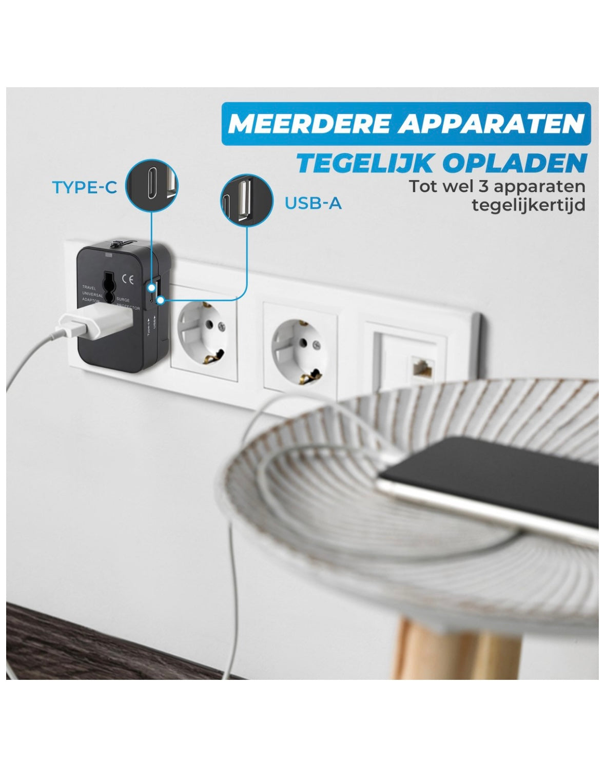 Universeller Reiseadapter - USB-C und USB-A