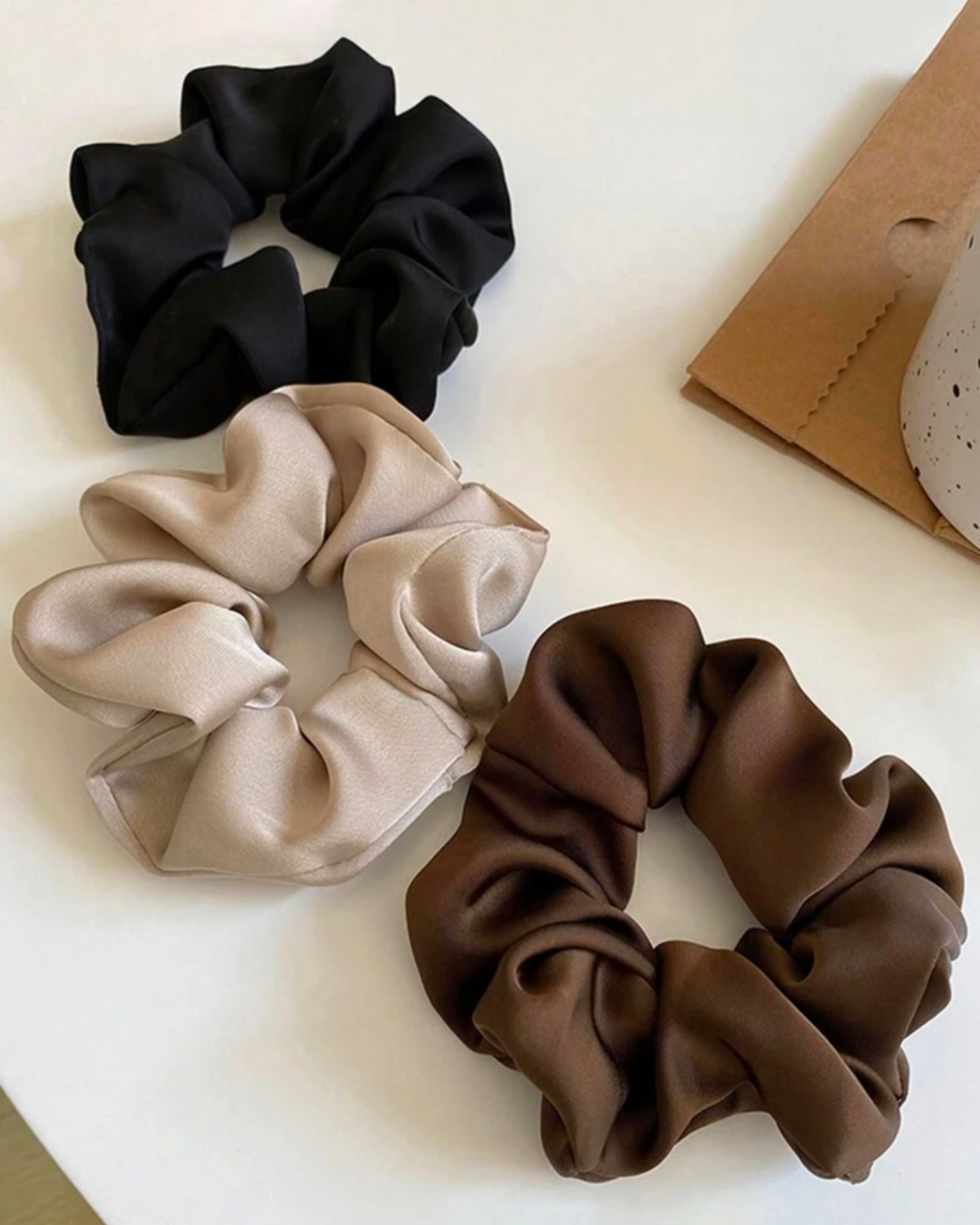 Satin hair scrunchie - 3 pieces