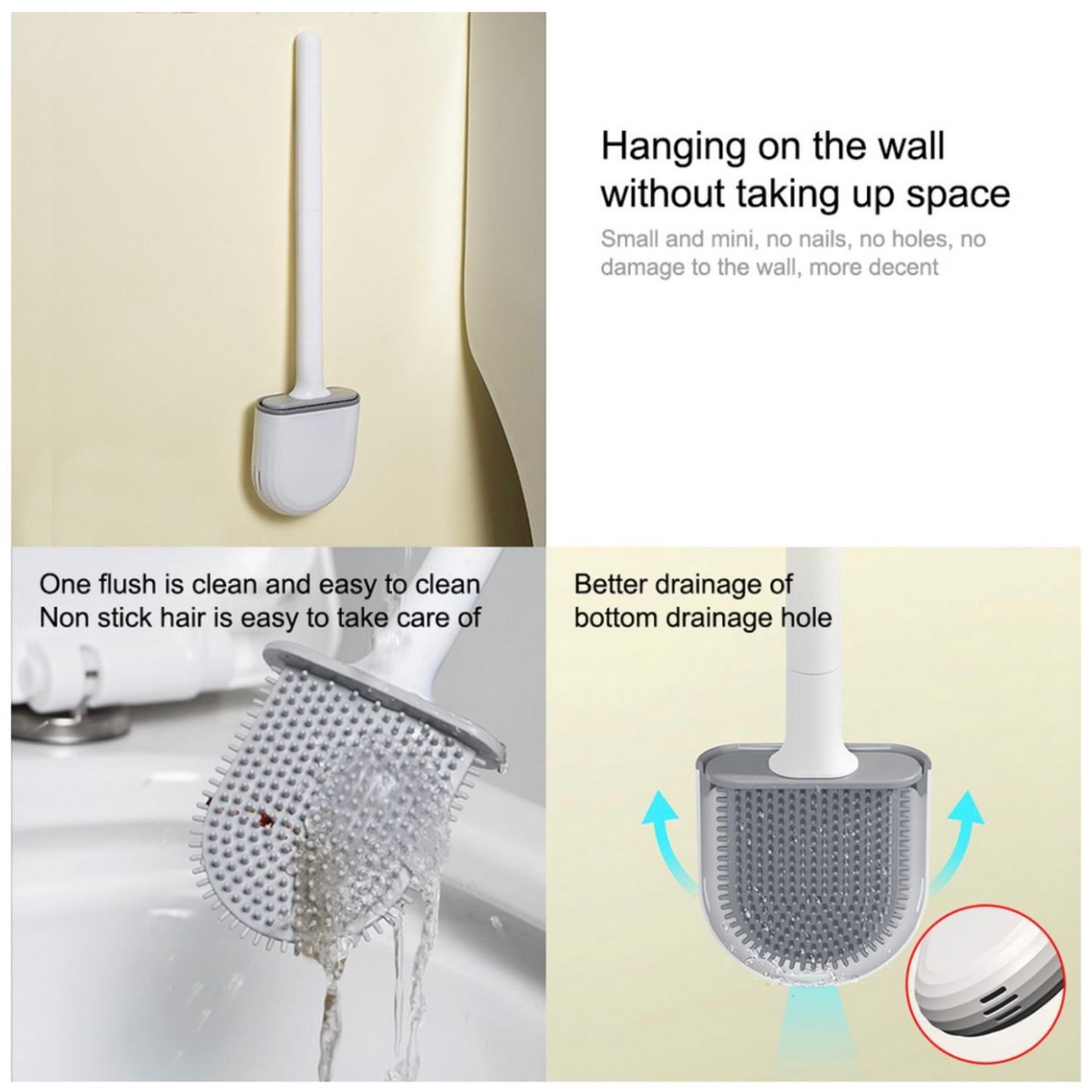 Toilet Brush with Holder - Flexible Toilet Brush