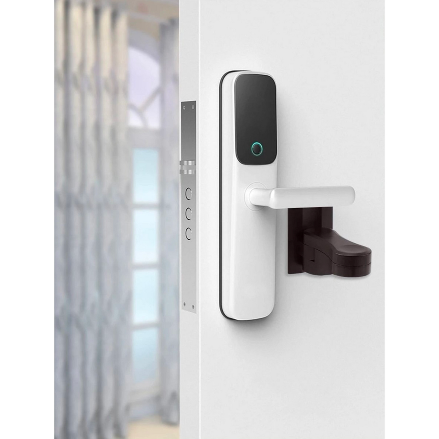 Door handle mounting lock - brown