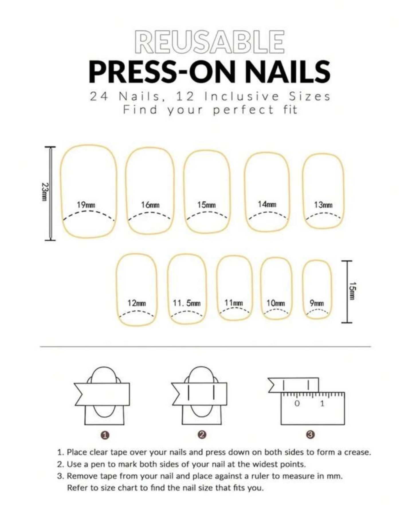 Fake Nails - 24 Pieces