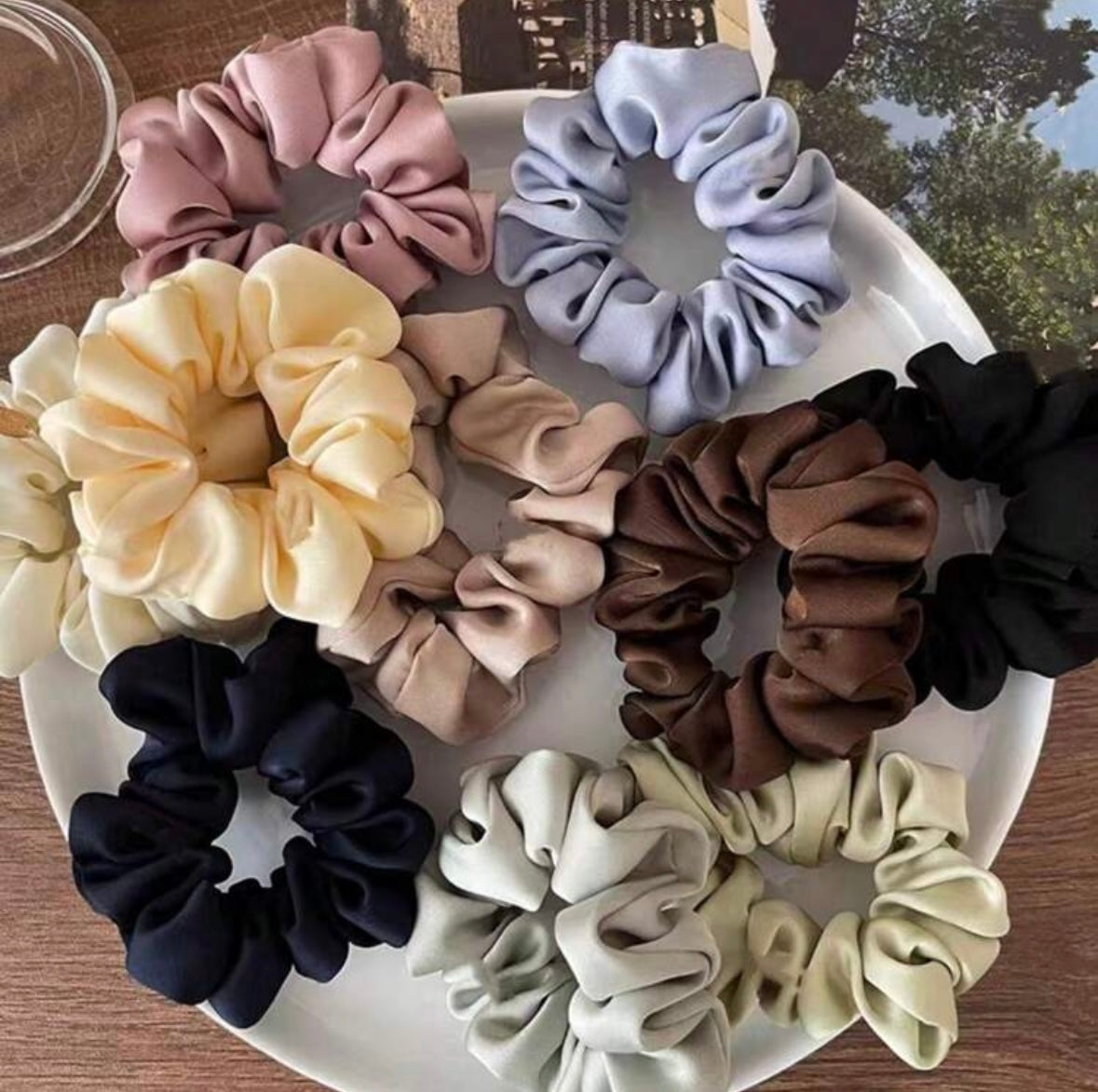 Satin hair scrunchie - 10 pieces
