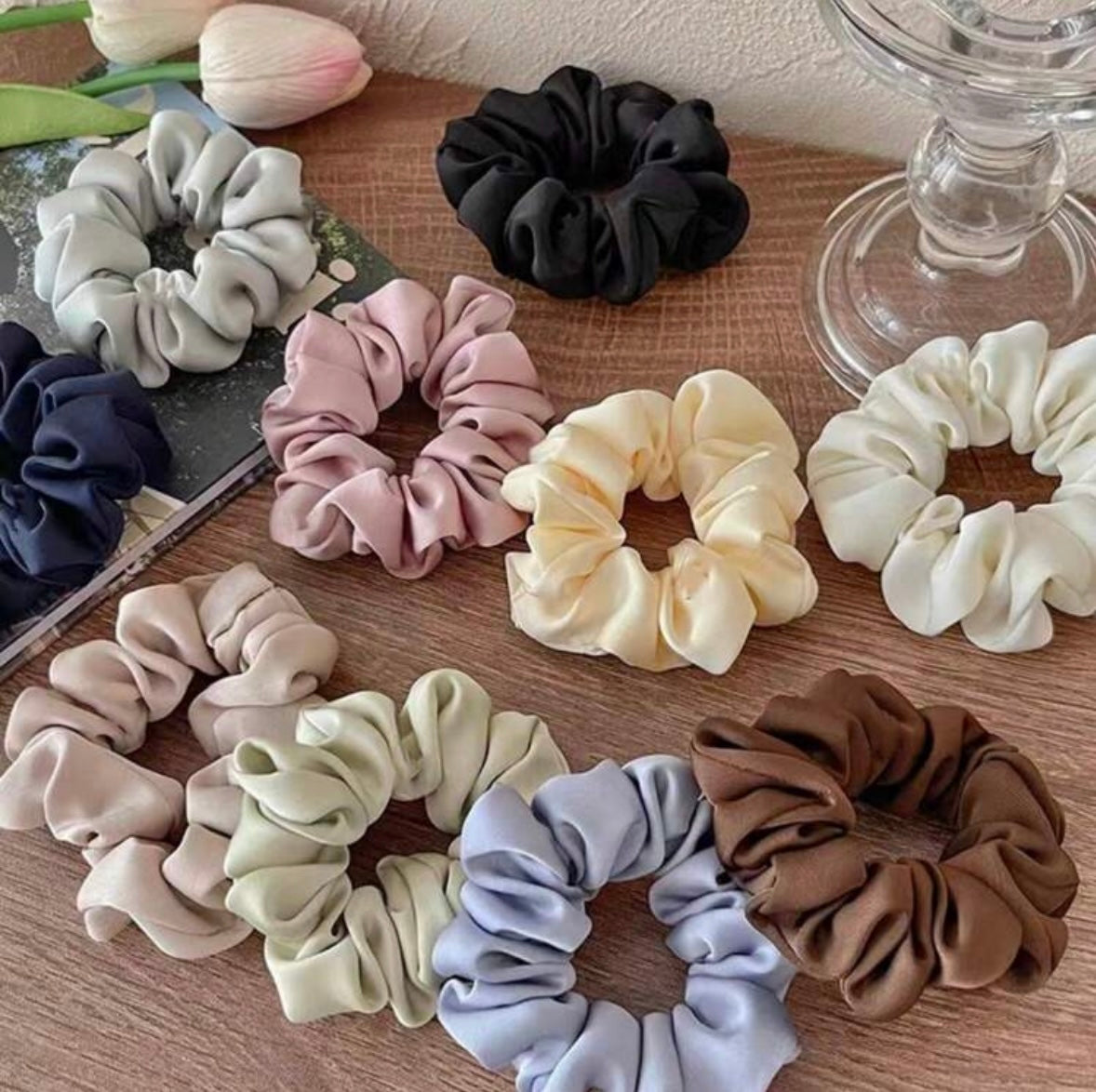 Satin hair scrunchie - 10 pieces