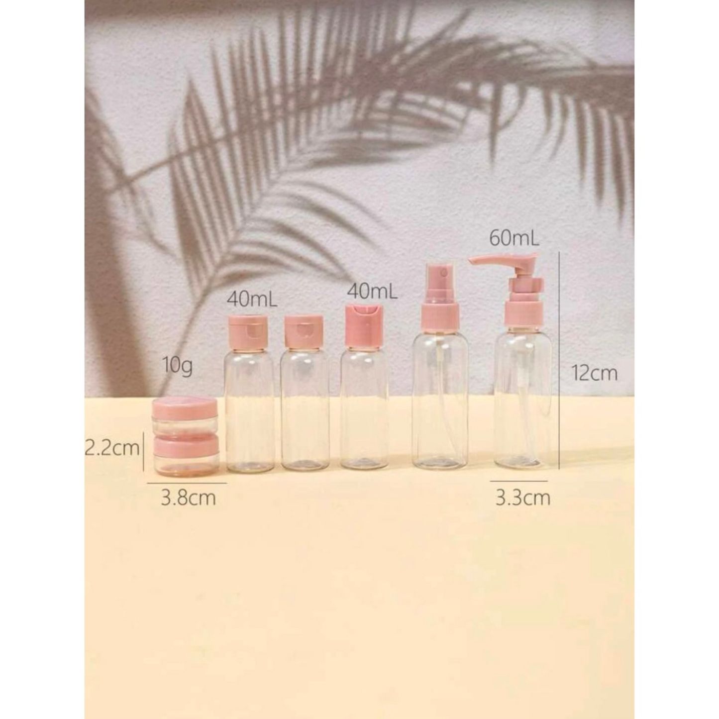 Travel bottle set - refillable - 7 pieces