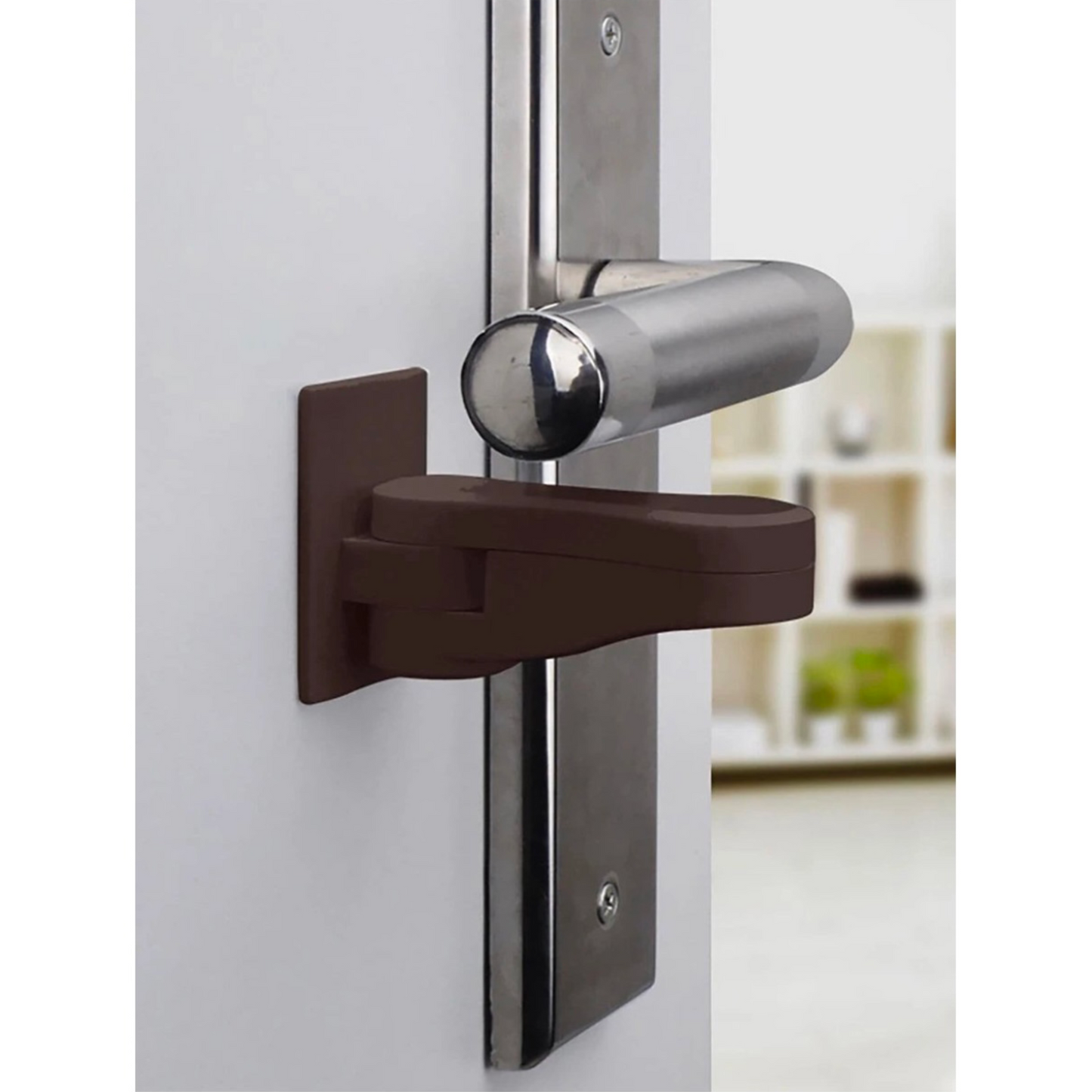 Door handle mounting lock - brown